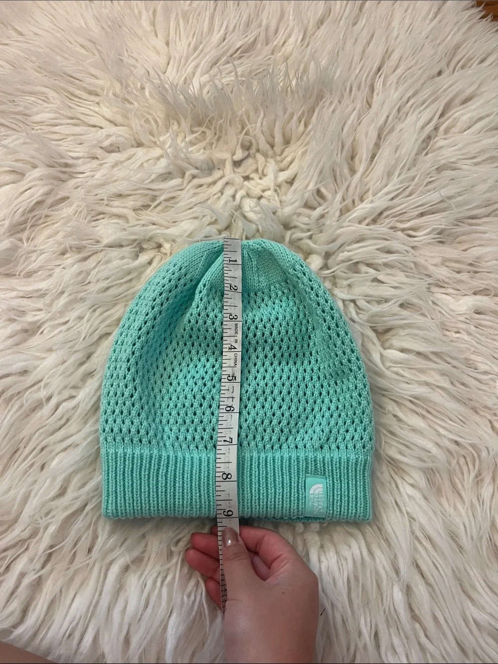 The North Face Mint & Teal Green Open-Stitch Kids Beanie Size Small